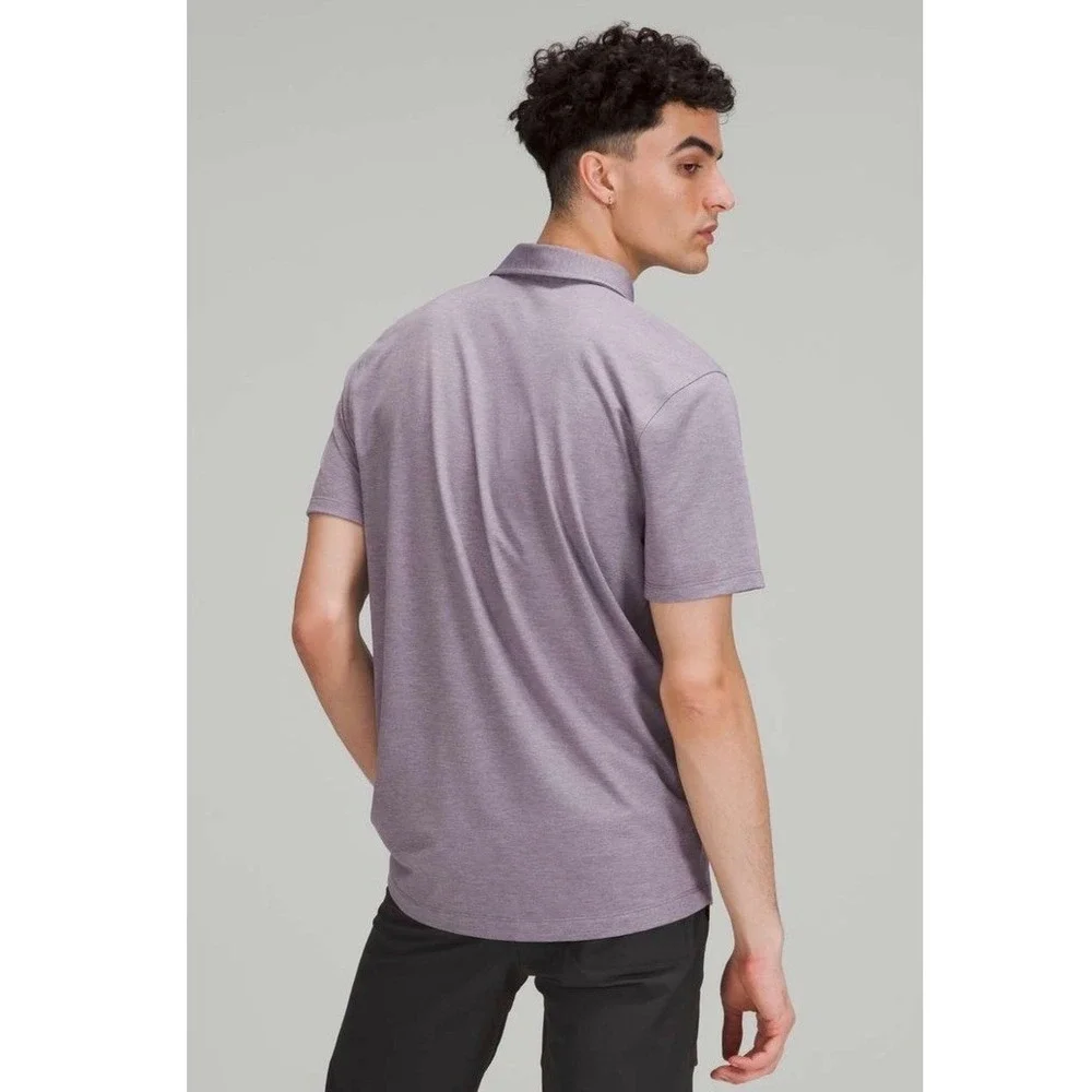 Lululemon Evolution Polo Shirt Mens Large Purple Heathered Short Sleeve Golf